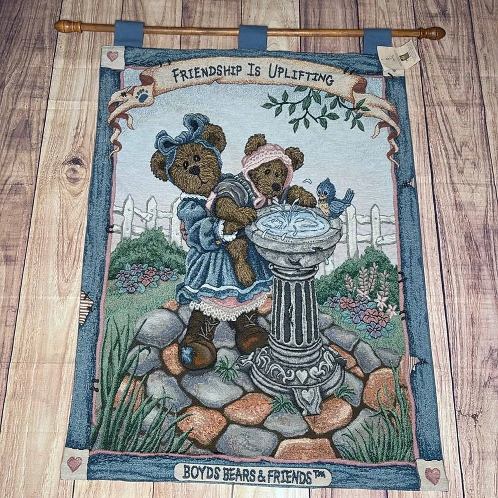 BOYDS BEARS AND FRIENDS Tapestry Wall Hanging Friendship Is Uplifting